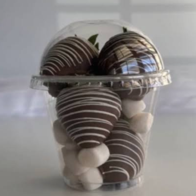 Fresas cubiertas con chocolate vaso 10z