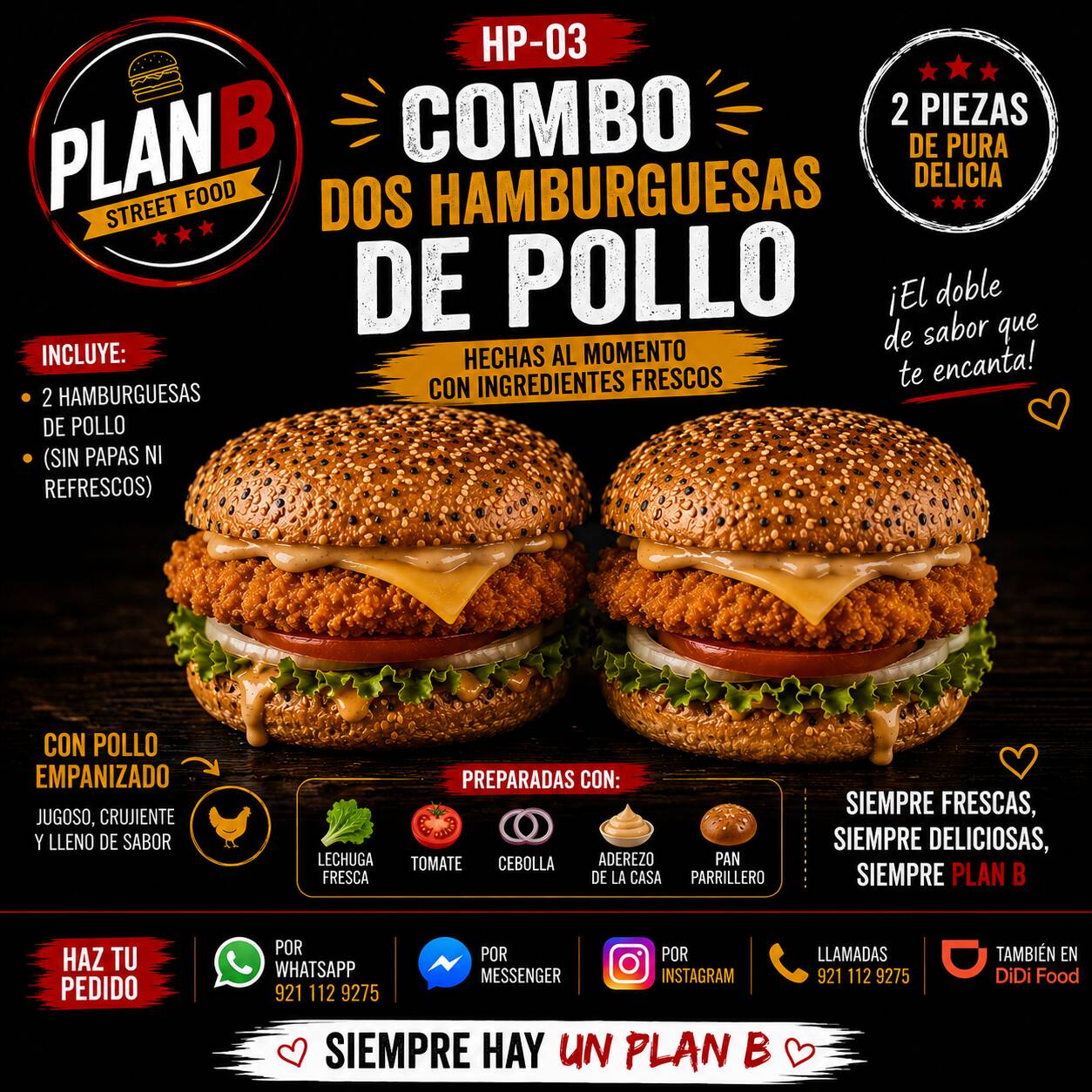 Combo 2 Hamburguesas de Pollo