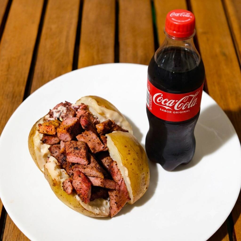 1 PAPA ASADA CON ARRACHERA Y COCA COLA 500 ML