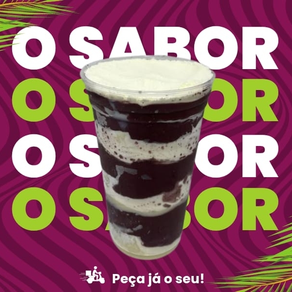 Aqui O Sabor é garantido ! Venha saborear o Splash que contem : Açaí Tradicional Leite em pó e Leite Condensado .