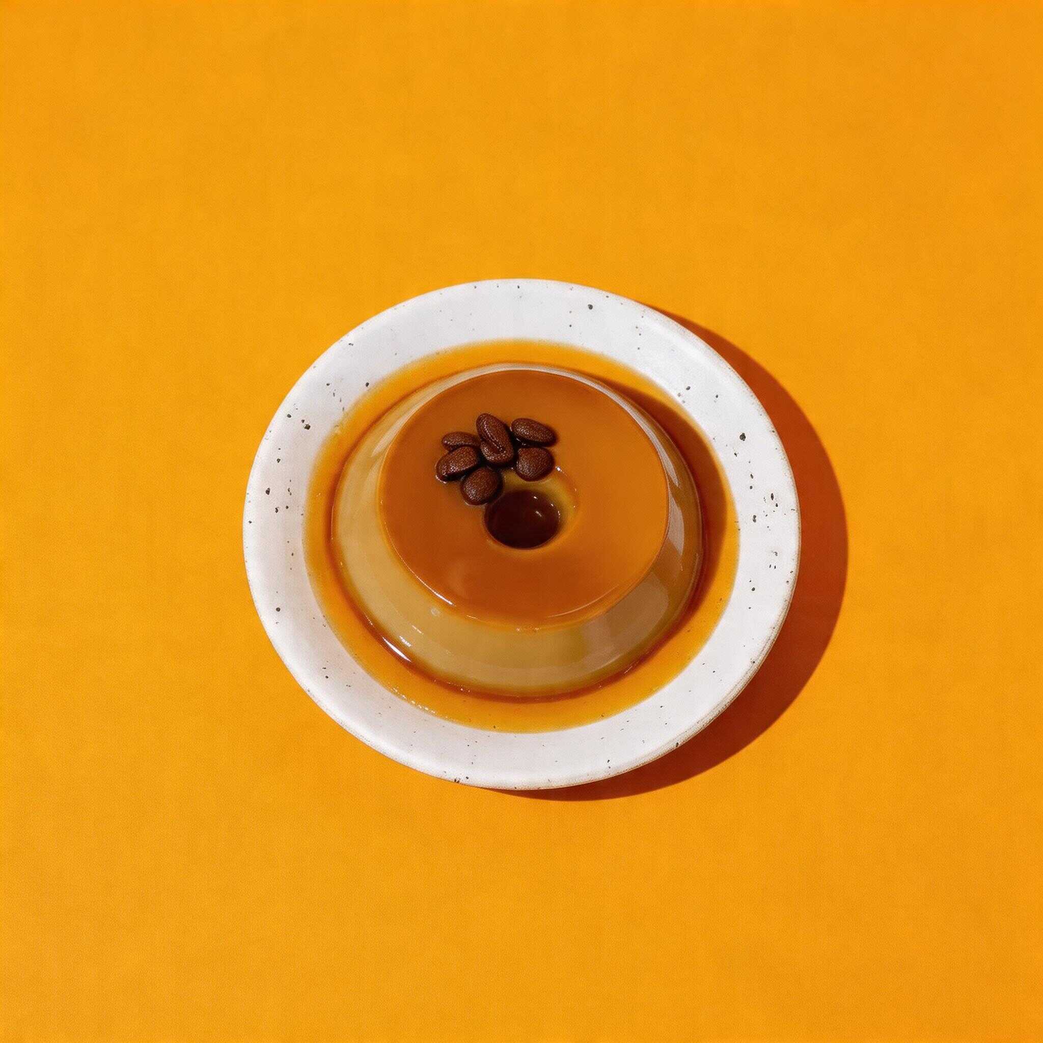 Pudim suave com um toque de café, ideal para os amantes de café.
