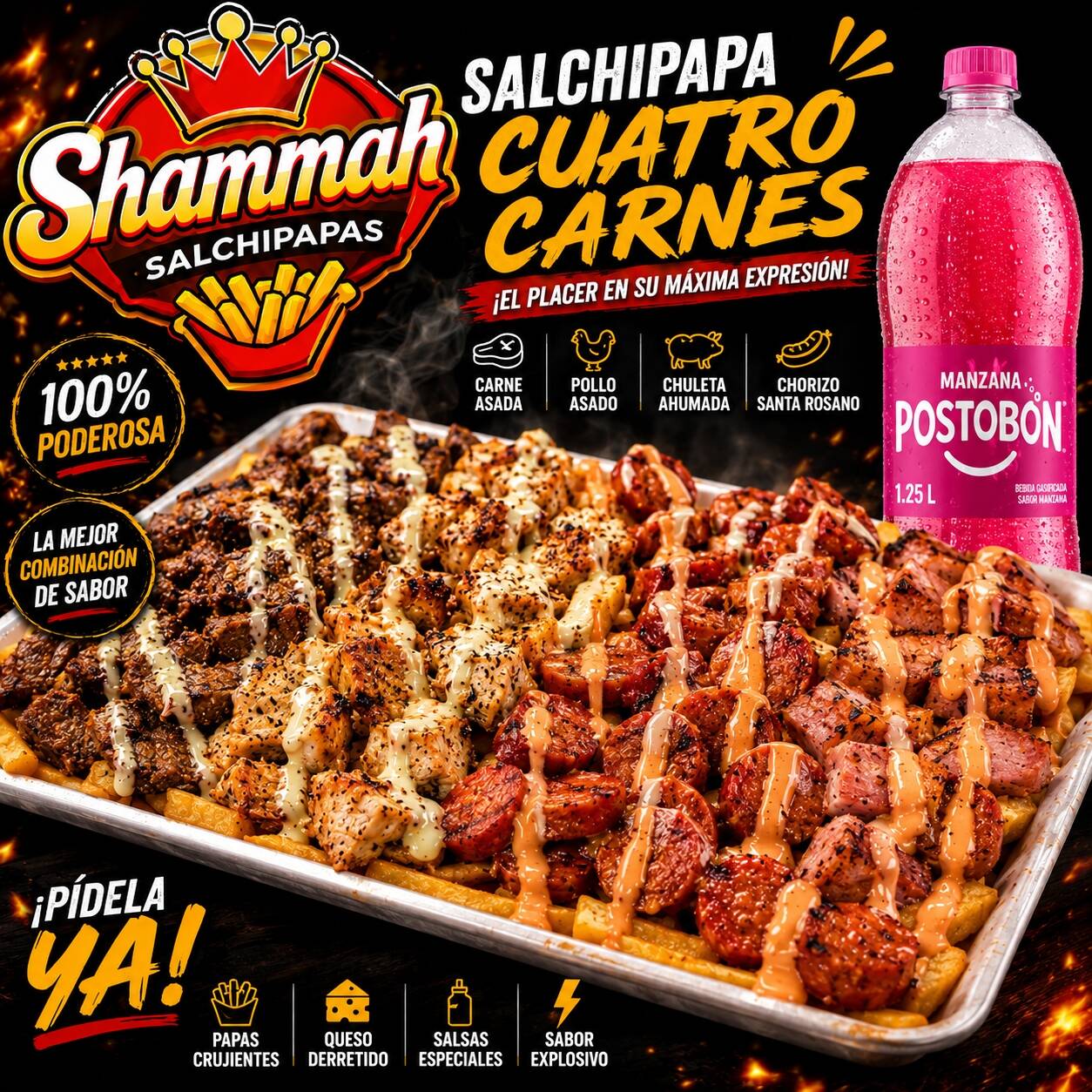 Salchipapa Cuatro Carnes (C)ombo Litro