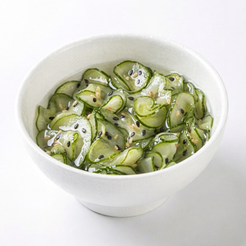 Pepino em conserva, crocante e saboroso, perfeito para adicionar um toque refrescante aos seus pratos.