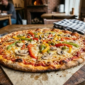 Pizza De Pimientos Y Champiñones