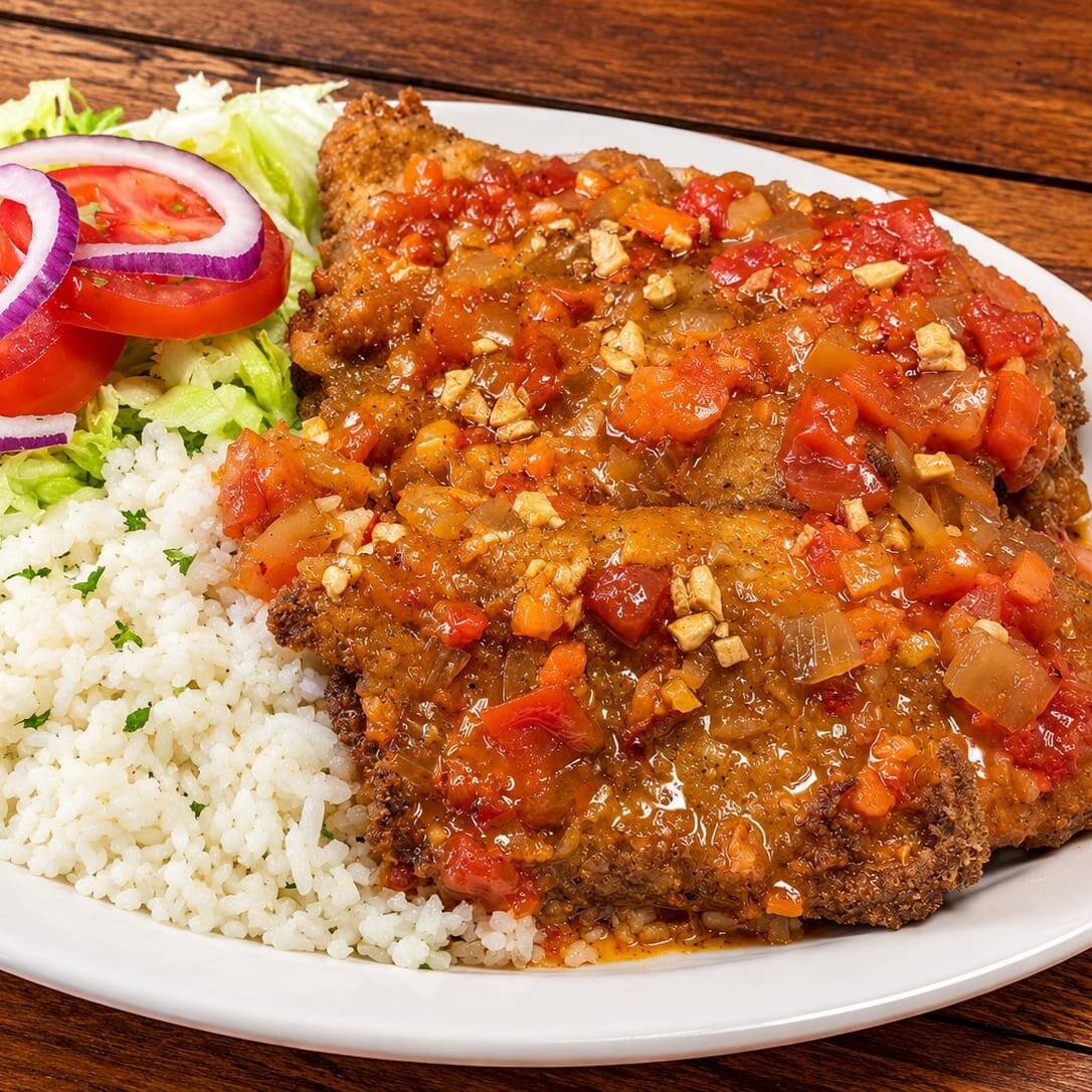 Filete Combinado Empanizado, Diabla y Mojo de Ajo
