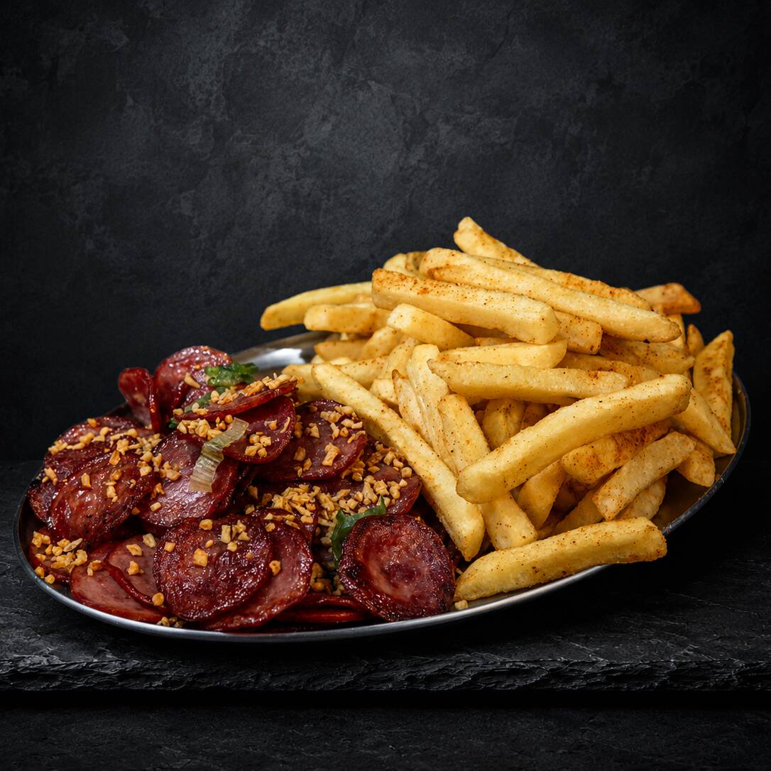 500g de batata frita e 400g de calabresa