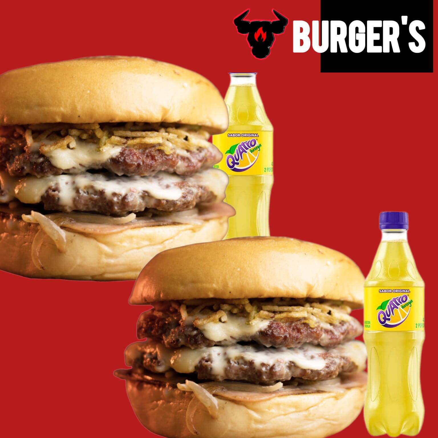 COMBO 2 BURGERS DOBLE CARNE + 2 GASEOSAS😱