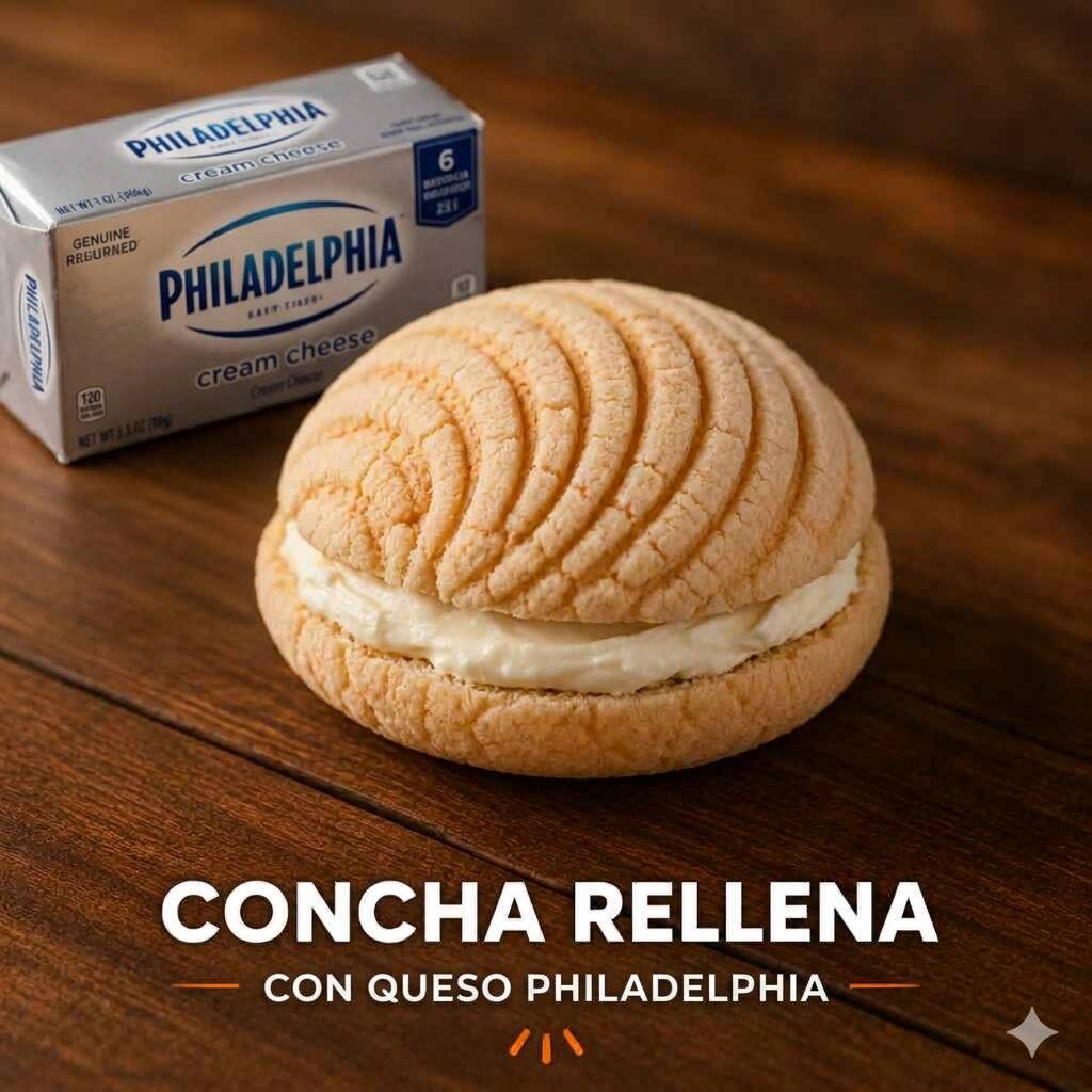 Concha Rellena de Queso Philadelphia