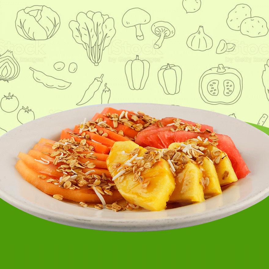 Plato De Frutas Con Miel, Granola Y Avena C