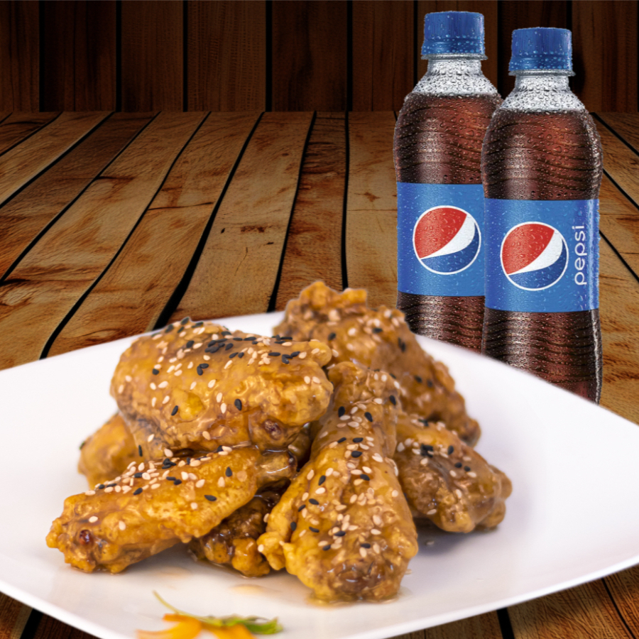 12 ALITAS BBQ + 2 BEBIDAS