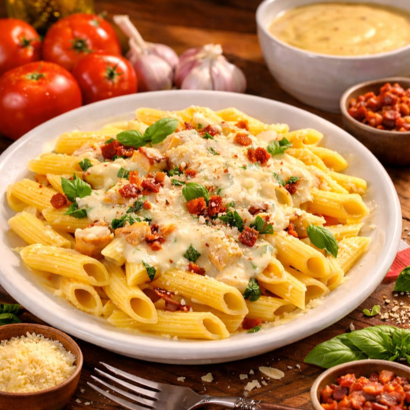 Monte seu macarrão do seu jeito! 🍝 Escolha o tipo de massa, a carne, os temperos e o molho. Aqui, você é quem cria o seu prato! Porção: Serve até 1 pessoa (aprox 750g).