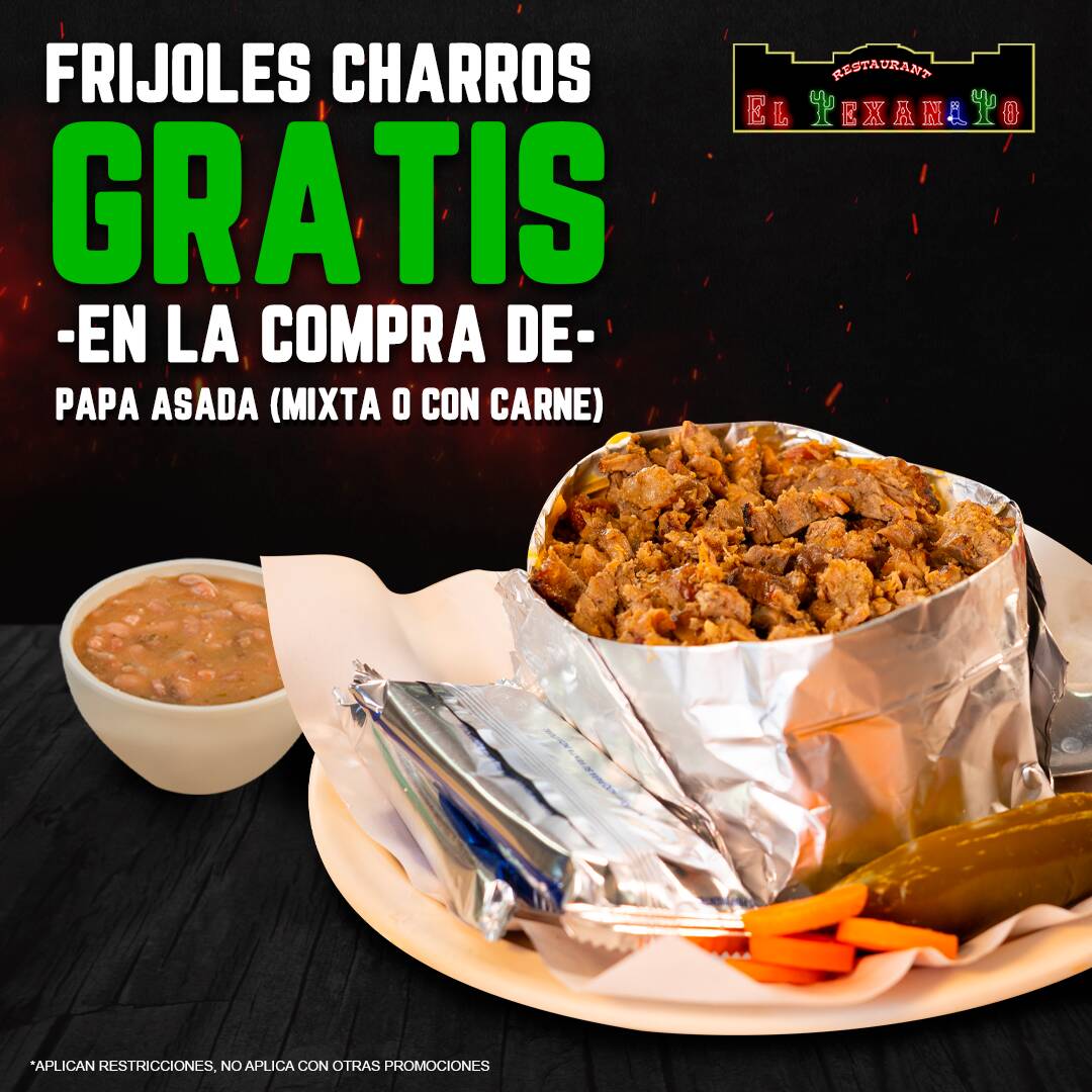 Promo-Papa Asada con Carne+Frijoles Charros Gratis