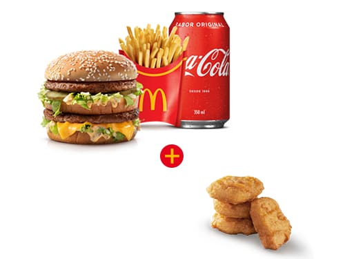São 1 McOferta Média Clássica e 1 (um) acompanhamento a sua escolha, para você compartilhar com quem preferir #Méquinosofá. Acompanha 1 (um) sanduíche entre as opções: Big Mac, Cheddar McMelt, Quarterão com Queijo, McChicken e McChicken Bacon; 1 (uma) McF