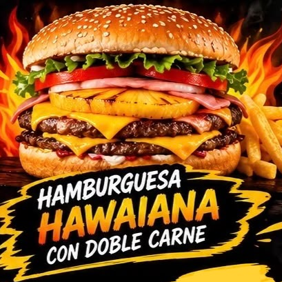 Hamburguesa Doble Carne Hawaiana