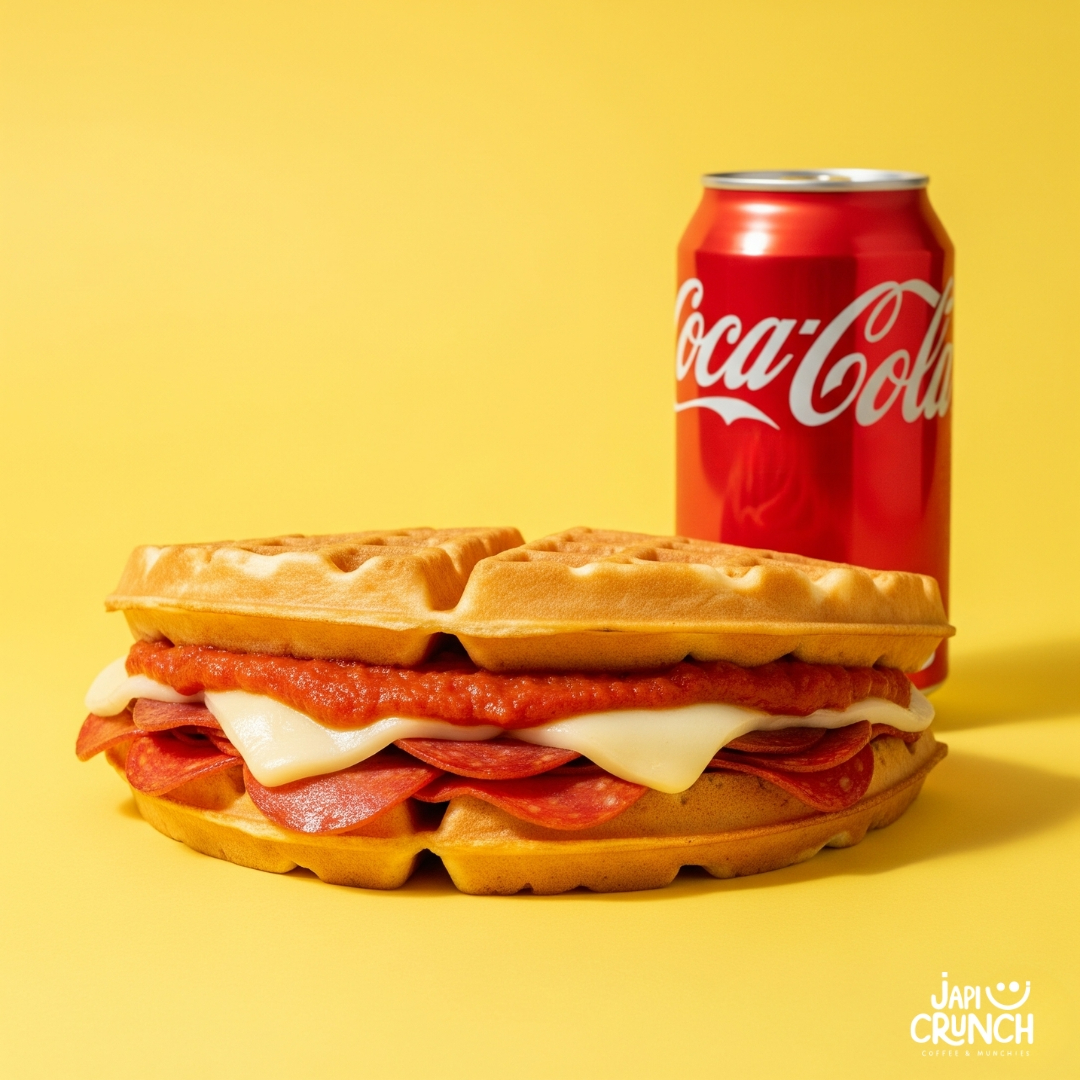 Waffle Salado Pizza Waffle+ Coca Cola🚨😋😱