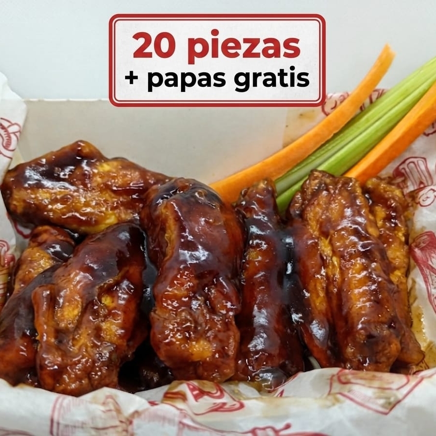Promo Mundialista 20 Alitas + Papas Gratis
