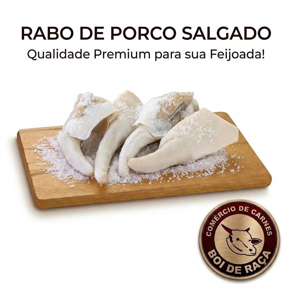 O rabo de porco salgado é perfeito para feijoadas, com seu sabor marcante e suculência incomparável.