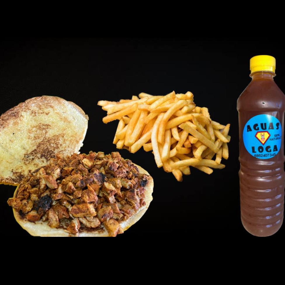 Torta de Guisado + Papas Fritas + Bebida.