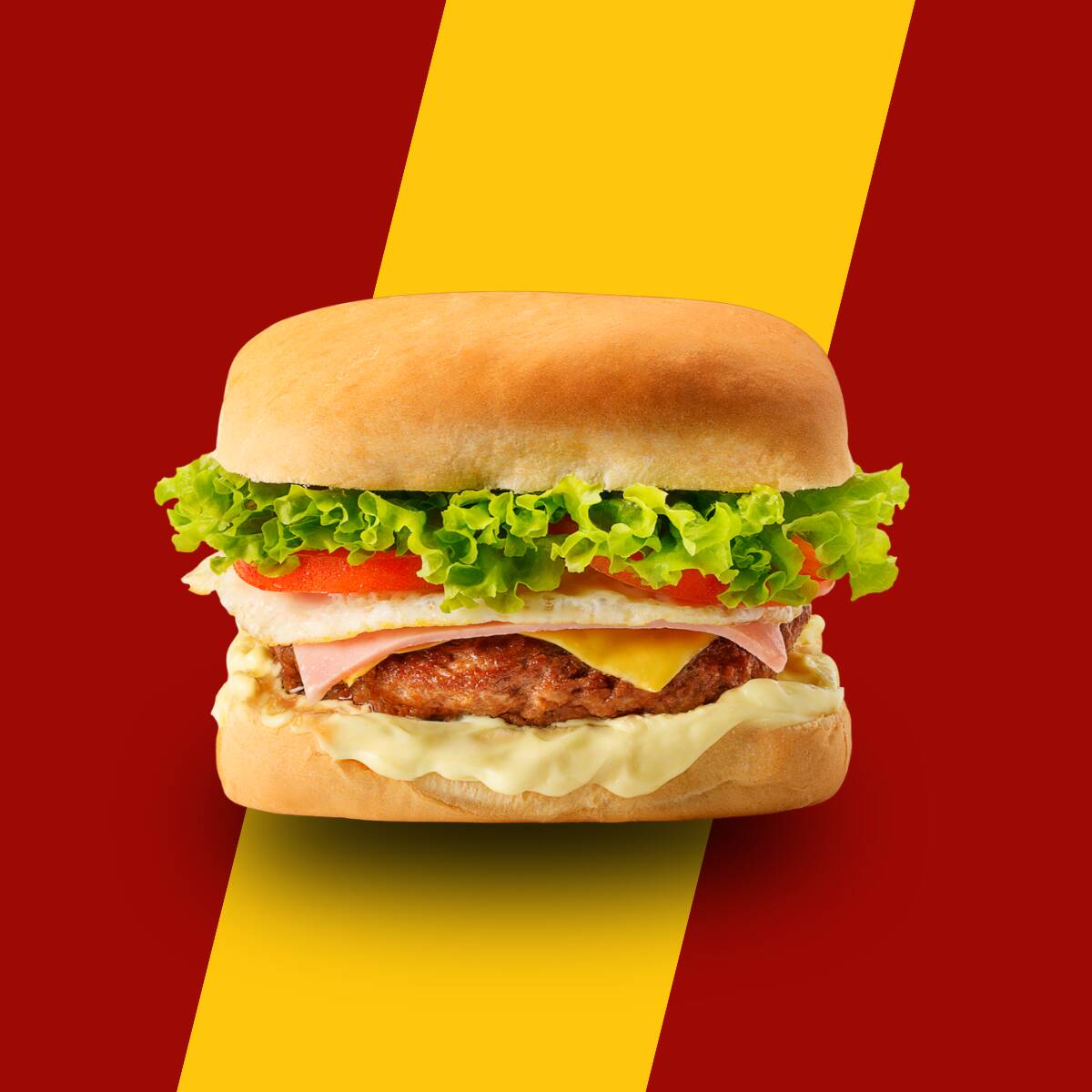 Pão, Maionese, Alface, Tomate, Milho, Queijo E Presunto