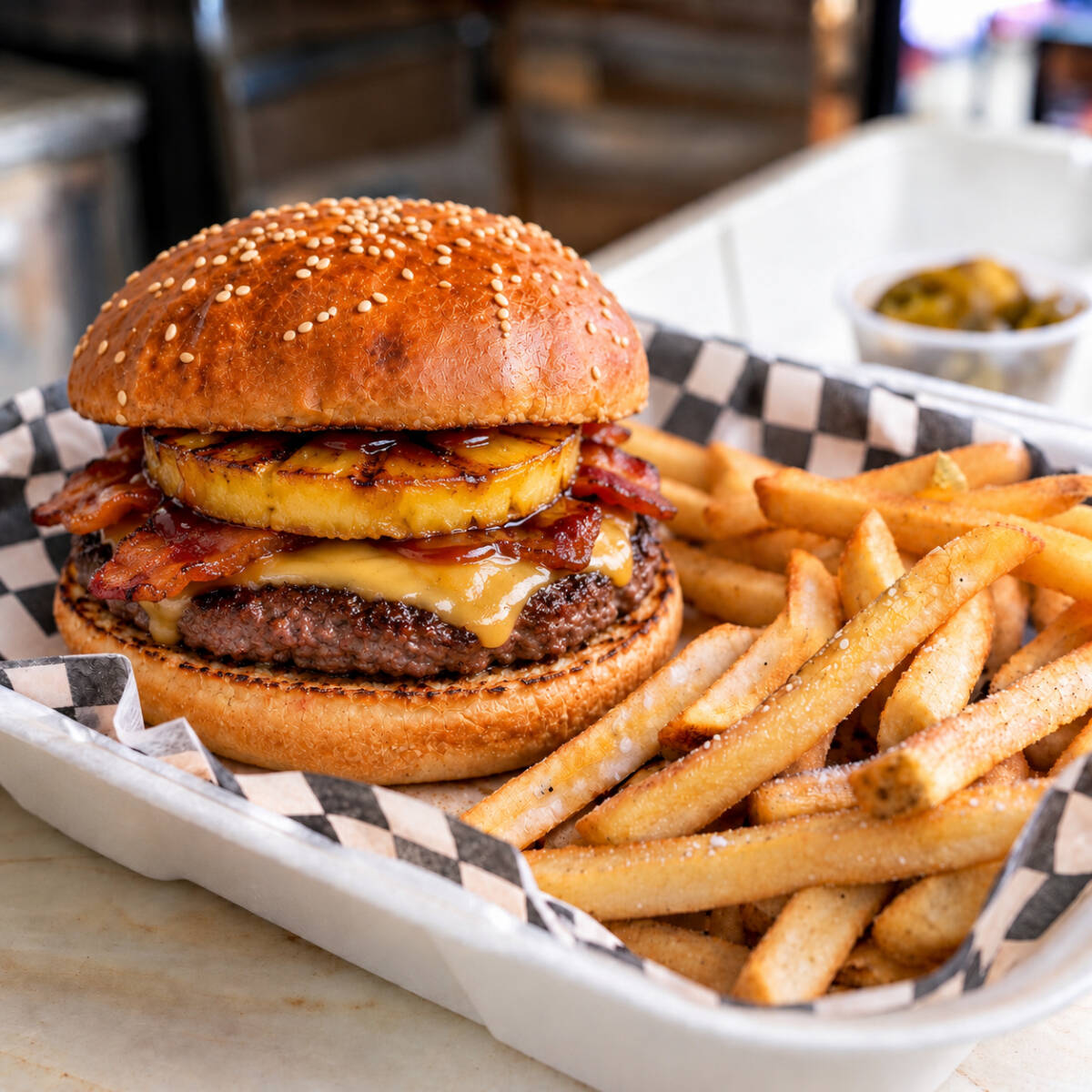 🍔 COMBO LA HAWAIANA CON QUESO+ Papas
