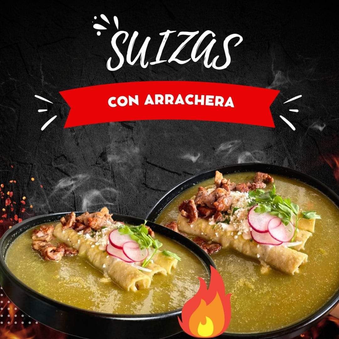 Enchiladas suizas con arrachera