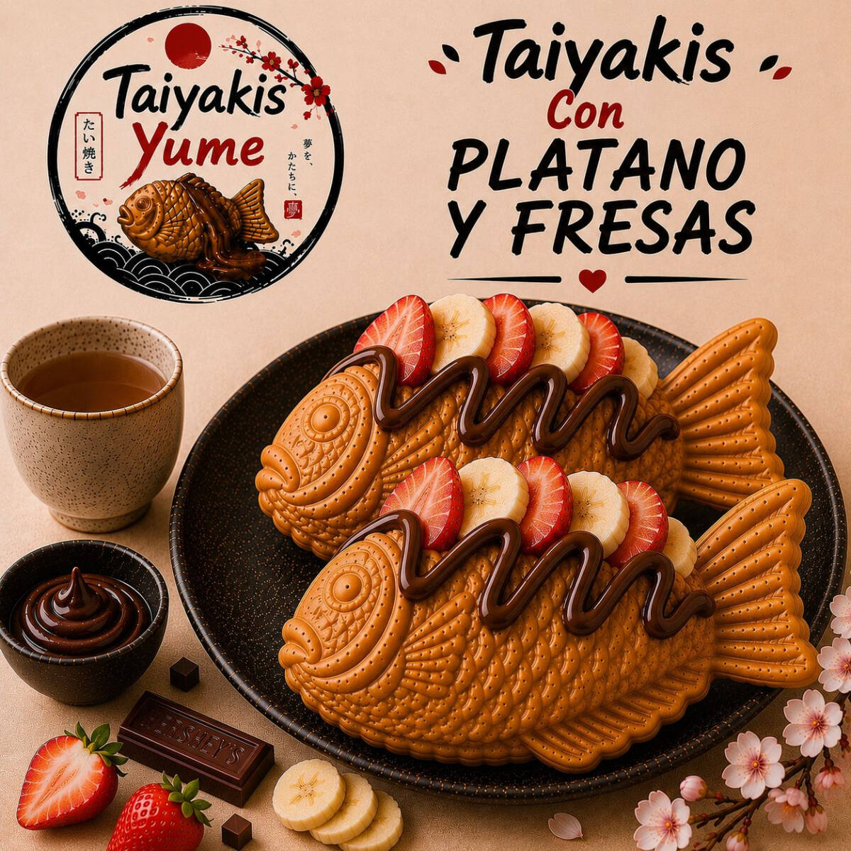Taiyakis Fresa y Platano.