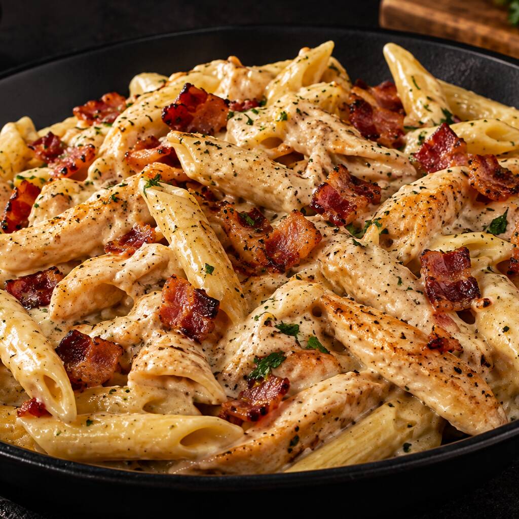 Lançamento exclusivo da no da massa sabor bacon com frango cremoso