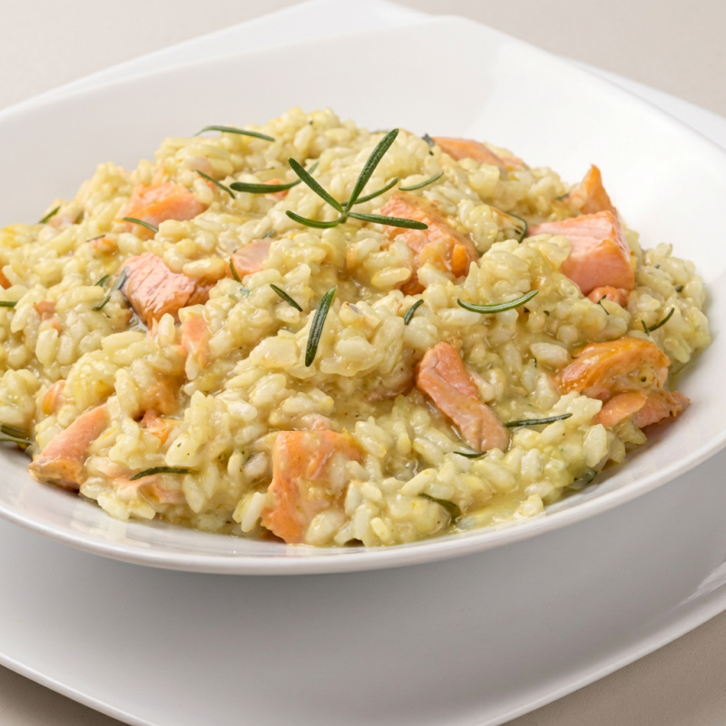 Delicioso risoto refogado com acafrão ,azeite,salsa, pimentões verde e vermelho e ervilhas. serve 2 pessoas. foto ilustrativa, pode sofrer variacoes.