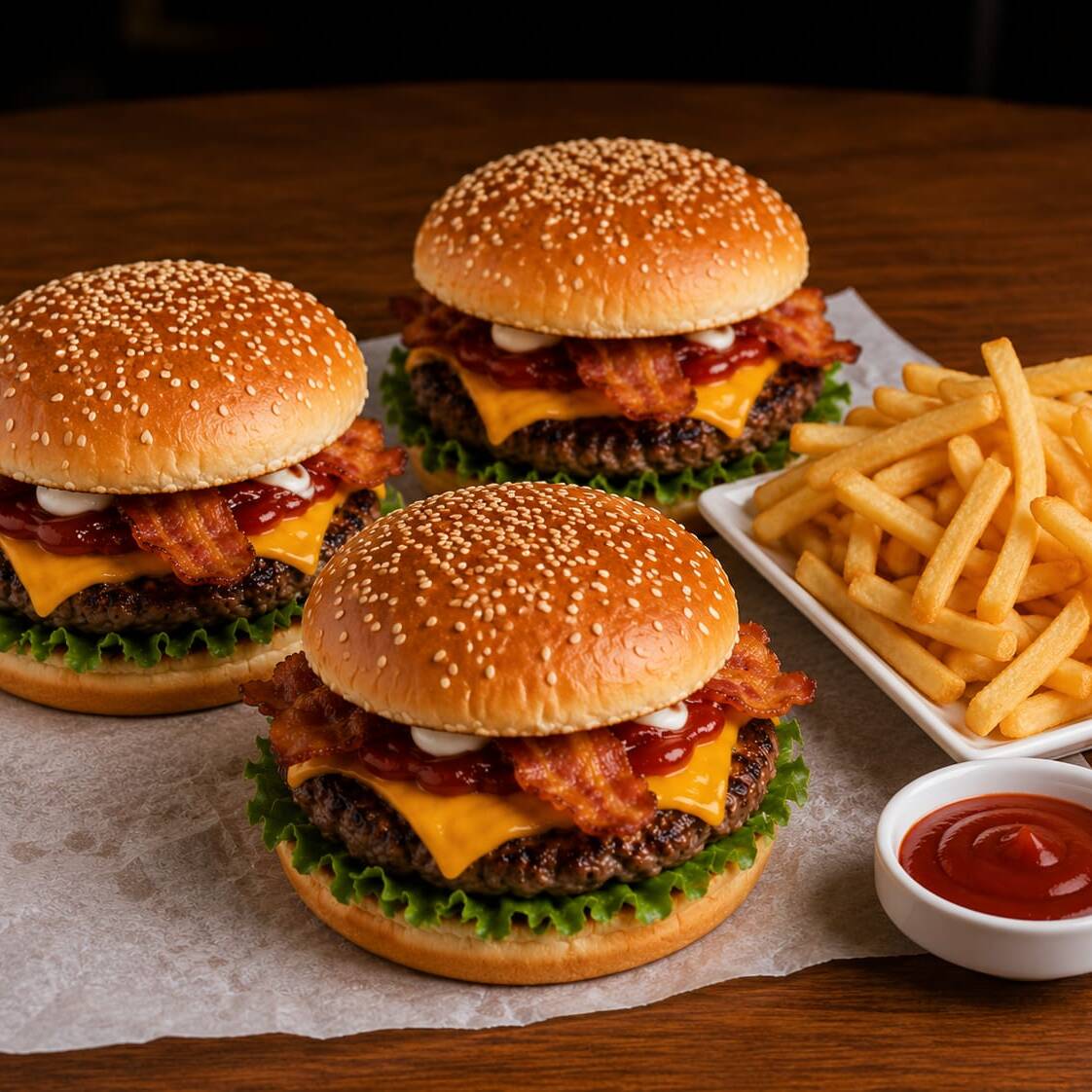 3 Hamburguesas Especiales y 3/2 Órdenes de Papas