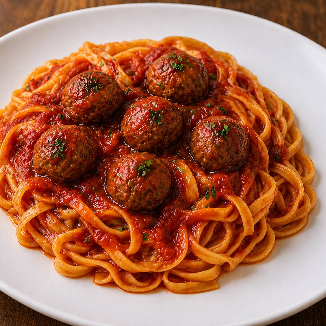Delicioso talharim ao molho sugo com almôndegas. 500g