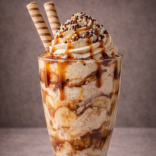 Uma sobremesa irresistível inspirada no clássico Banoffe, que combina perfeitamente banana, creme e notas caramelizadas em uma experiência extremamente cremosa e envolvente. Nosso Creme Especial é preparado com uma base densa, aveludada e artesanal, mesclada com banana que traz frescor natural e equilíbrio ao sabor. As camadas criam um efeito marmorizado delicioso, proporcionando uma explosão de sabores a cada colherada. A finalização ganha destaque com caldas que escorrem suavemente, uma cobertura cremosa volumosa e toppings selecionados que elevam ainda mais a experiência, entregando uma sobremesa premium tanto no visual quanto no sabor. ✨ Destaques do produto: • Creme artesanal super cremoso e encorpado • Banana que traz frescor e sabor natural • Notas caramelizadas que intensificam a experiência • Textura aveludada com efeito marmorizado • Finalização gourmet com caldas e toppings especiais • Servido em taça elegante, ideal para uma experiência completa 💛 Perfeito para quem ama a clássica combinação de banana com doce cremoso em uma versão sofisticada. 🔥 Peça agora e experimente essa delícia irresistível!