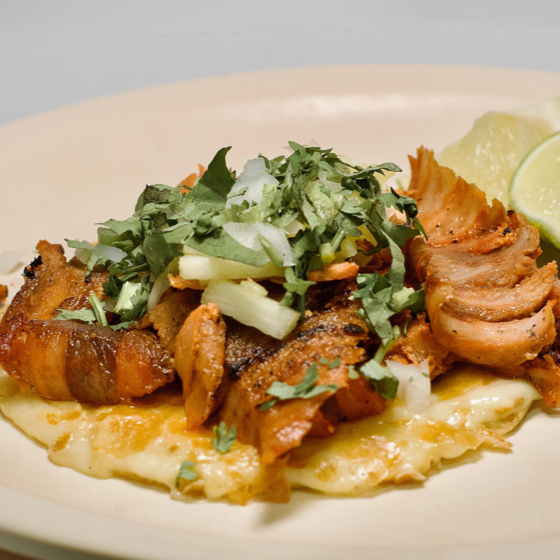 Taco Pastor con Queso (tortilla de Maíz)