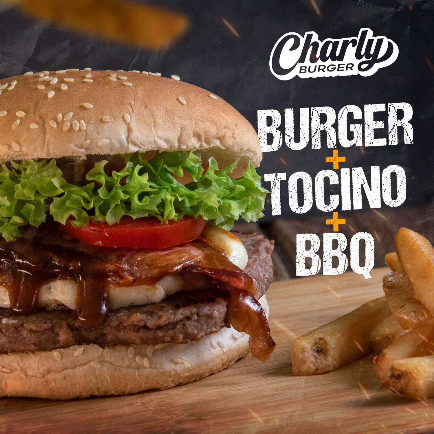 Burger Tocino BBQ con Papas