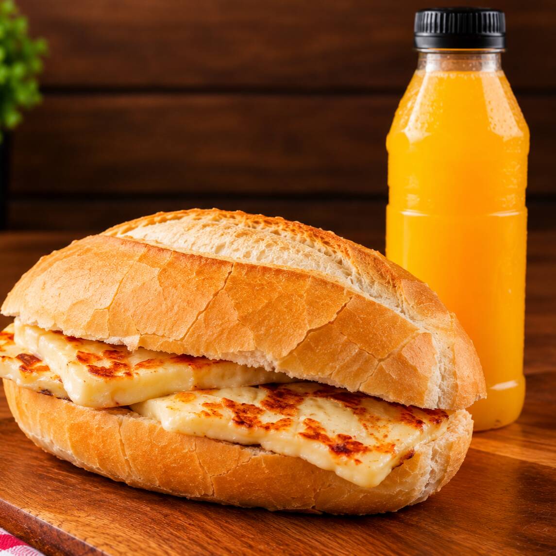 1 sanduiche de queijo coalho + suco de cajá (polpa) 500ml