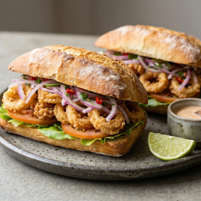 2 und Pan con Chicharrón de Pota más Inka Kola