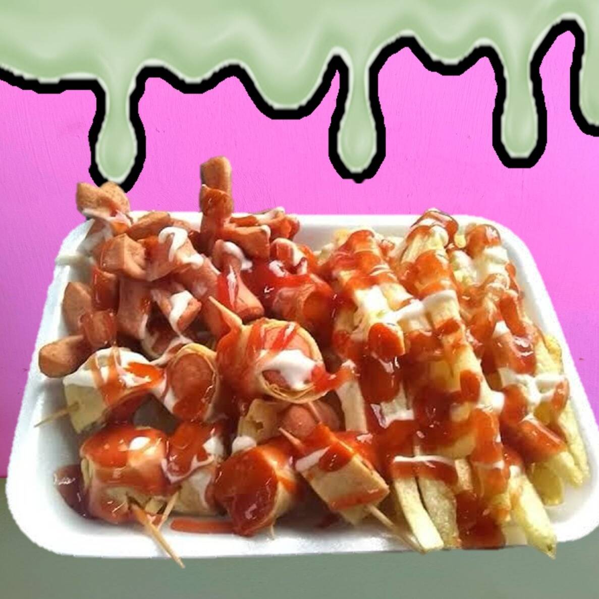 Salchipulpo, Papa a la Francesa Y Salchitaco.