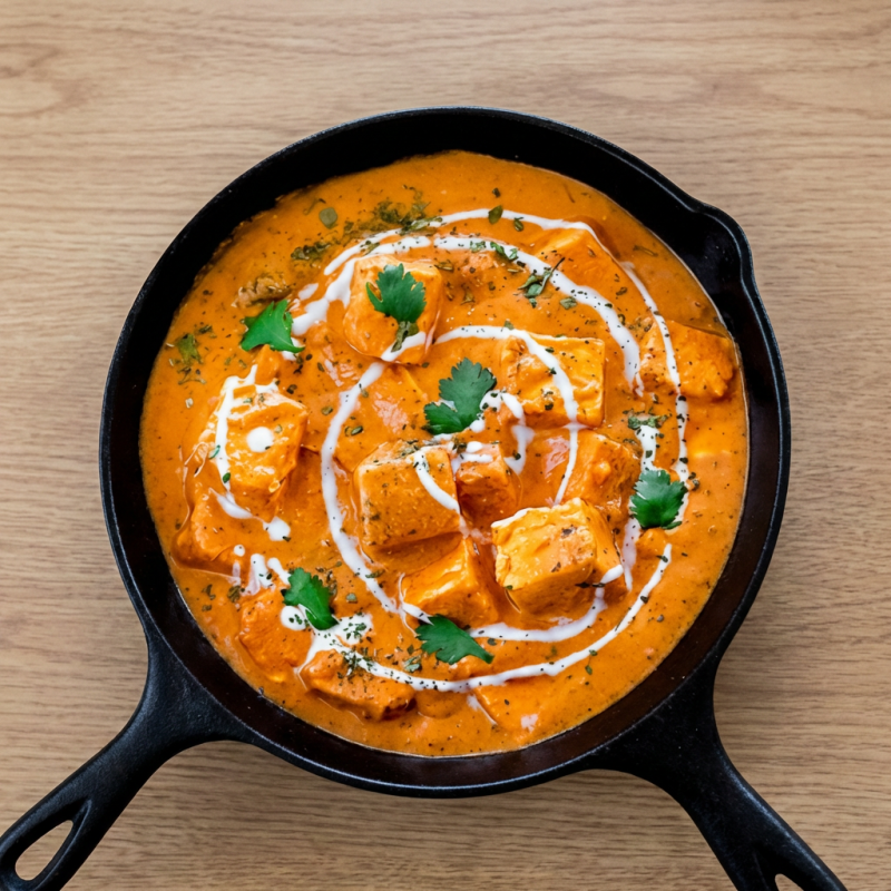 Cubos de ricota ao molho de tomate manteiga e creme de leite