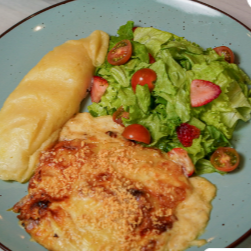 Pechuga de Pollo Bechamel Gratinada.