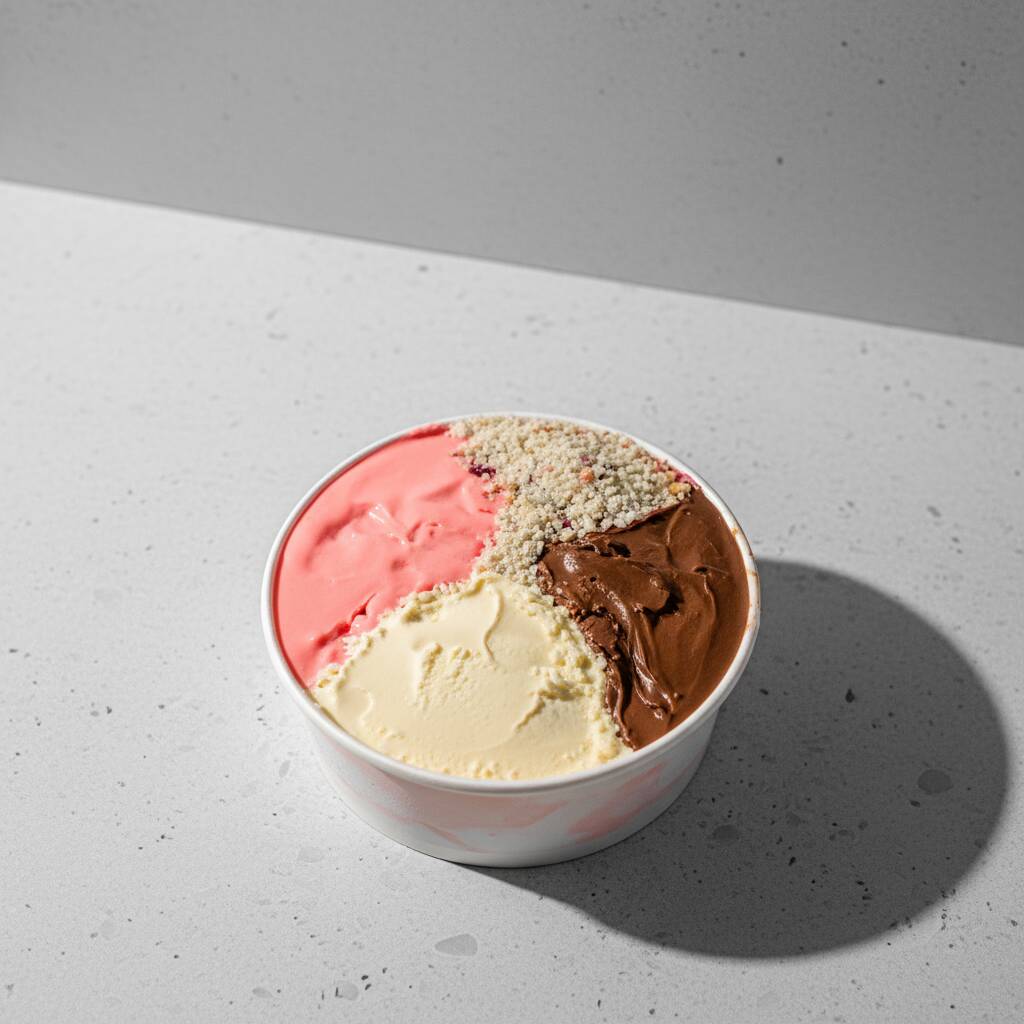 Uma combinação irresistível para os amantes de sabores cremosos! São 1 litro de açaí acompanhado de mousse de morango, creme de avelã, leite em pó e creme de Ninho, criando uma mistura perfeita entre o sabor frutado do morango e a cremosidade dos complementos. Uma sobremesa gelada, deliciosa e perfeita para compartilhar!