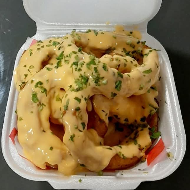 Aros de Cebolla con Queso Cheddar
