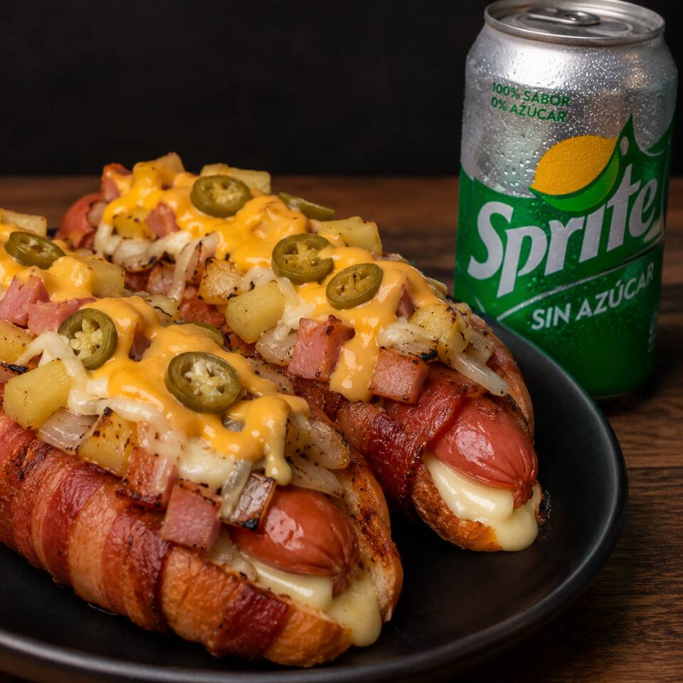 2 hot dogs súper hawaianos + refresco 🔥🌭