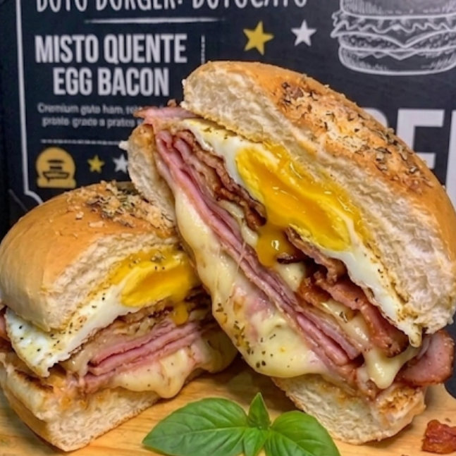 Presunto , mussarela , ovo , bacon, maionese e ketchup
