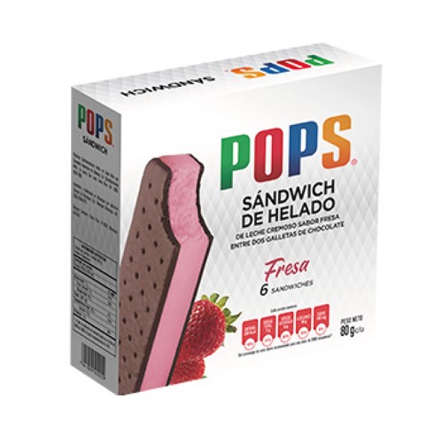 Caja Sándwich Helado Fresa 6UN