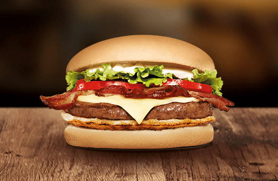 Perfeito pra quem leva a fome a sério! 100g de carne bovina (in natura) temperada com o toque especial da casa, muçarela derretida, alface americana, tomate fresquinho, ovo, bacon e maionese cremosa.