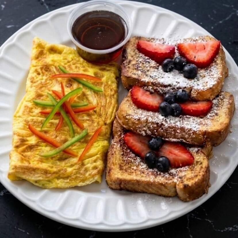 Omelette de Pimientos con Pan Frances