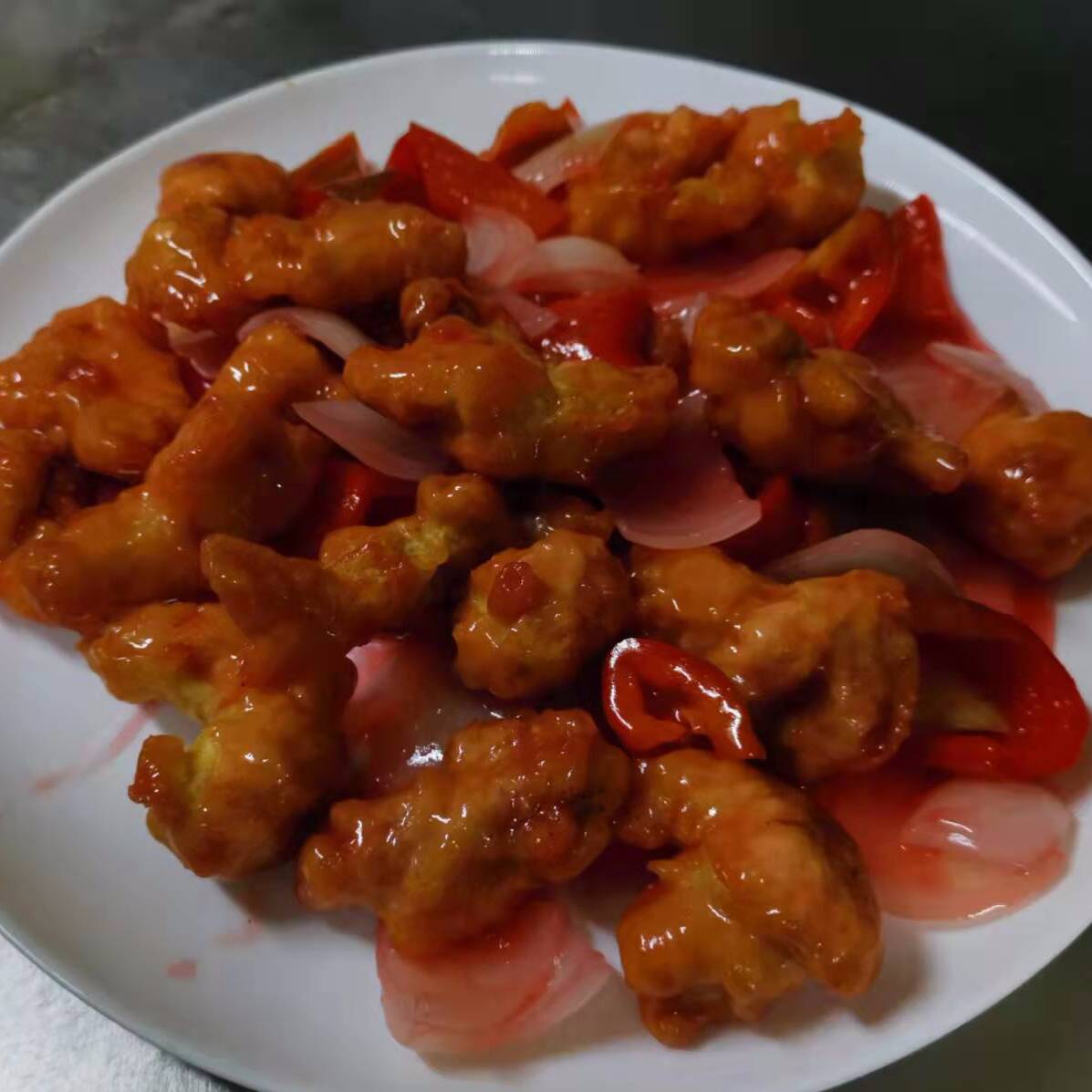 Trozos de Pollo en Salsa Agridulce