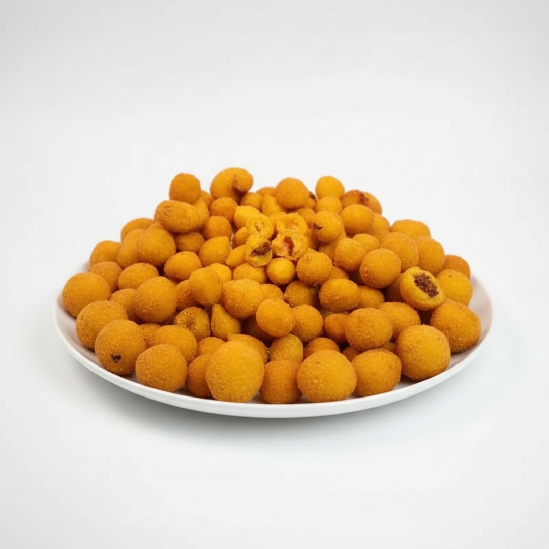 coxinhas de frango, churros, queijo e queijo e presunto