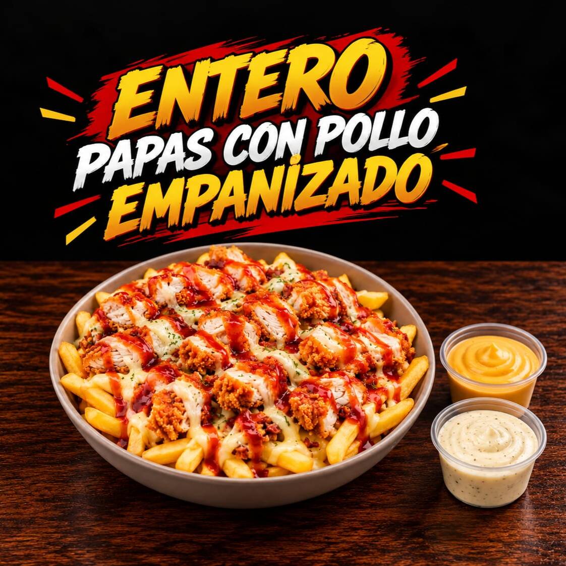 Entero con Pollo Empanizado y Papas Fritas