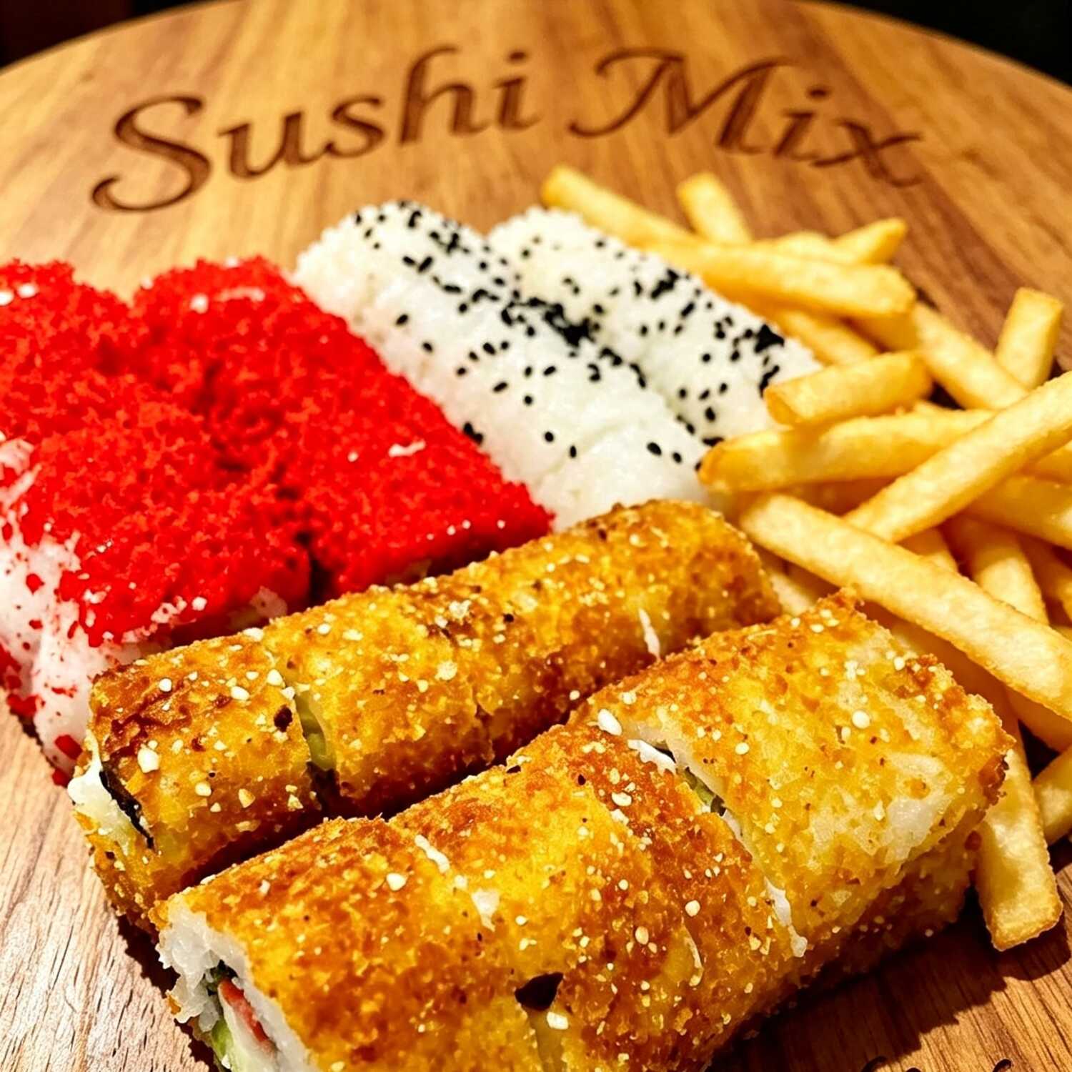3 Rollos Sushi mas Papas a la Francesa 99