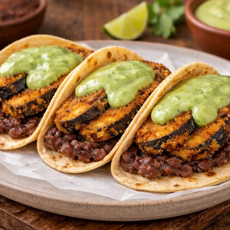 Orden de 3 Tacos de Milanesa de Berenjena